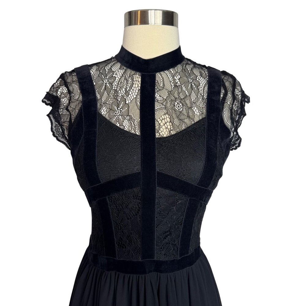 Miusol Whimsigoth Goth Dark Fairy Black Lace Maxi Dress Sz Sm - Picture 2 of 13